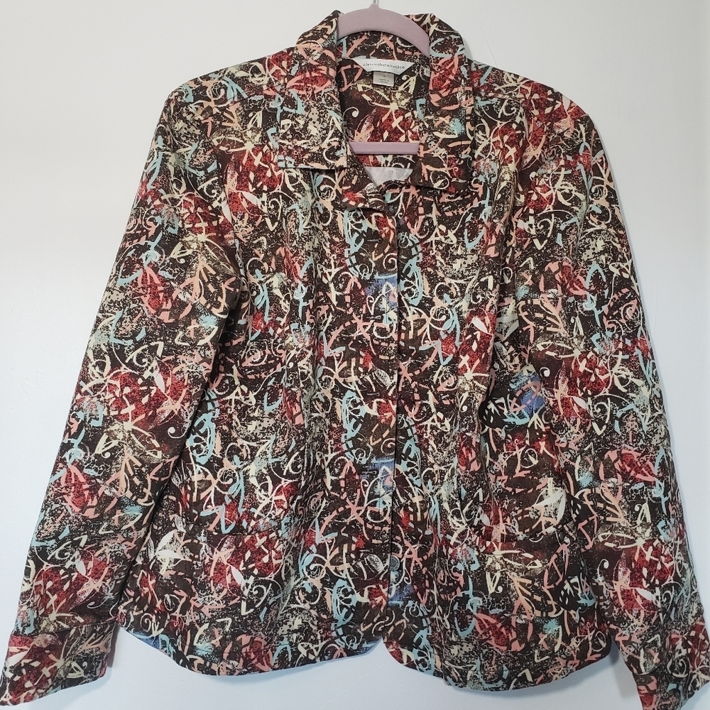 Christopher & Banks Abstract Print Four Pockets Women's Jacket  Size M